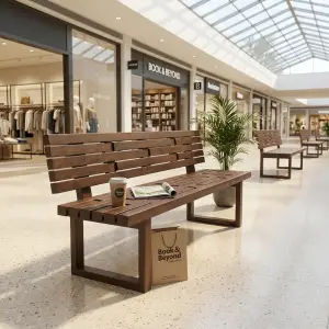 Bangku Taman Kayu Sandaran Rangka Besi Hollow [4]