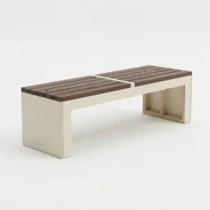 Bangku Taman Kayu Slat dengan Rangka Panel Minimalis [6]