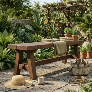 Bangku Taman Kayu Solid Gaya Rustic A-Frame