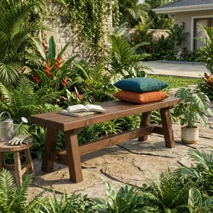Bangku Taman Kayu Solid Gaya Rustic A-Frame [4]