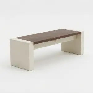 Bangku Taman Minimalis Kombinasi Kayu Solid dan Panel Putih [4]