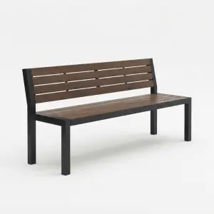 Bangku Taman Rangka Besi Slat Kayu