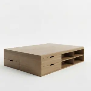 Bed Frame Kayu Storage Laci dan Rak Terbuka [2]