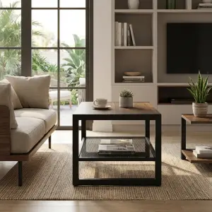 Coffee Table Industrial Rangka Besi Rak Mesh Shelving [5]