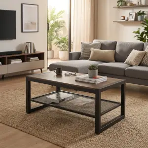 Coffee Table Industrial Rangka Besi Rak Mesh Shelving [6]
