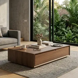 Coffee Table Kayu dengan Laci Tersembunyi [5]