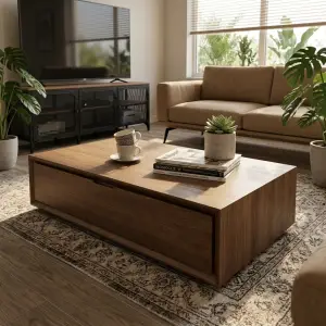 Coffee Table Kayu dengan Laci Tersembunyi [6]
