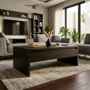 Coffee Table Kayu Laci 2 Pintu Finishing Wenge [4]