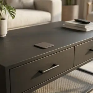 Coffee Table Kayu Laci Ganda Rangka Besi Industrial [3]