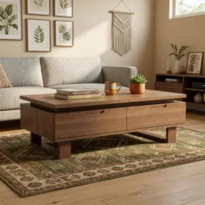 Coffee Table Kayu Laci Minimalis Gaya Mid-Century [2]