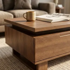 Coffee Table Kayu Laci Minimalis Gaya Mid-Century [3]