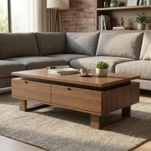 Coffee Table Kayu Laci Minimalis Gaya Mid-Century [4]