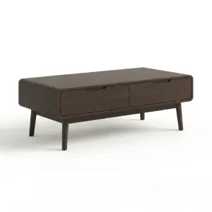 Coffee Table Kayu Skandinavia dengan Laci Tersembunyi