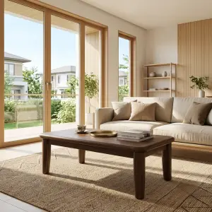 Coffee Table Kayu Solid Gaya Japandi
