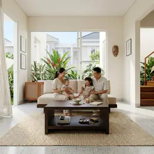 Coffee Table Kayu Solid Rak Bawah Open Shelf [5]