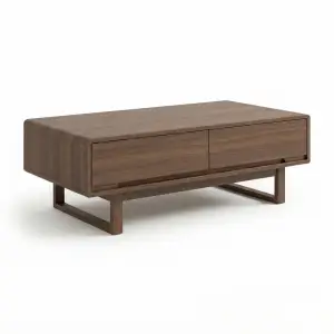 Coffee Table Kayu Walnut dengan Laci Tersembunyi