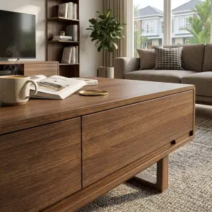 Coffee Table Kayu Walnut dengan Laci Tersembunyi [3]