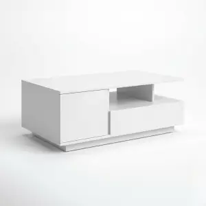 Coffee Table Minimalis dengan Laci dan Rak Terbuka