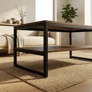 Coffee Table Rangka Besi dengan Rak Bawah [3]