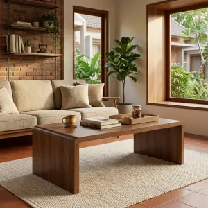 Coffee Table Waterfall Kayu Walnut Finishing Natural [2]