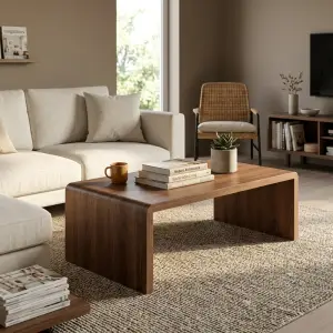 Coffee Table Waterfall Kayu Walnut Finishing Natural [5]