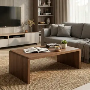 Coffee Table Waterfall Kayu Walnut Finishing Natural [6]