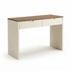 Console Table 2 Laci Top Walnut Finishing Doff Putih