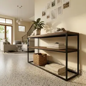 Console Table Besi Kayu 2 Rak [4]