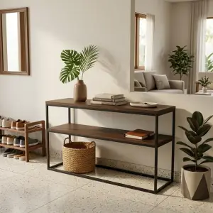 Console Table Besi Kayu 2 Rak [5]