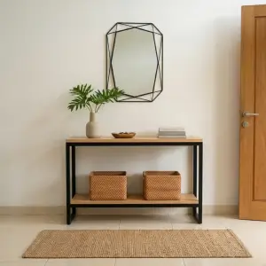 Console Table Besi Kayu 2 Tingkat dengan Rak Bawah [2]