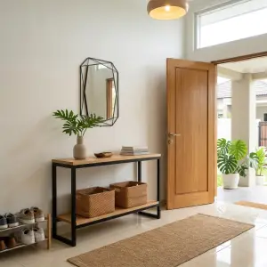 Console Table Besi Kayu 2 Tingkat dengan Rak Bawah [3]