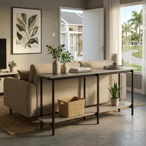 Console Table Besi Kayu Rak Bawah [2]