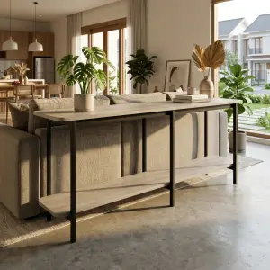Console Table Besi Kayu Rak Bawah [4]