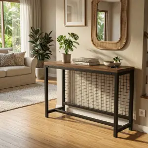 Console Table Besi Kayu Wire Mesh Industrial [2]