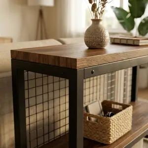 Console Table Besi Kayu Wire Mesh Industrial [3]
