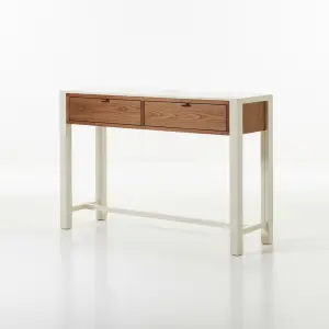 Console Table Kayu 2 Laci Rangka Putih
