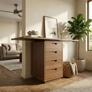 Console Table Kayu dengan 4 Laci Penyimpanan [4]