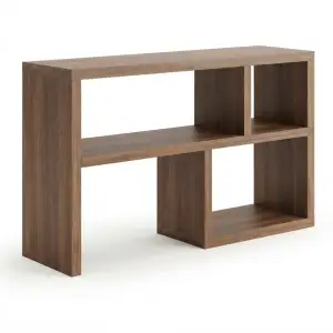 Console Table Kayu dengan Rak Terbuka Asimetris