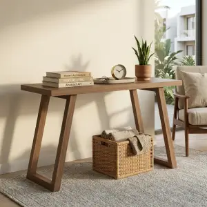 Console Table Kayu Kaki Trapesium Minimalis [4]