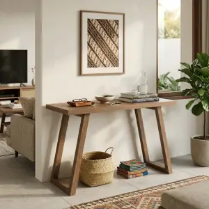 Console Table Kayu Kaki Trapesium Minimalis [6]