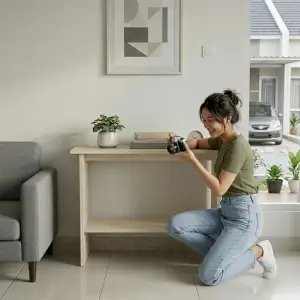 Console Table Kayu Minimalis dengan Rak Bawah [5]