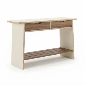 Console Table Kayu Plywood 2 Laci dengan Rak Bawah