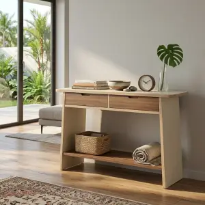Console Table Kayu Plywood 2 Laci dengan Rak Bawah [4]