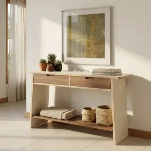 Console Table Kayu Plywood 2 Laci dengan Rak Bawah [6]