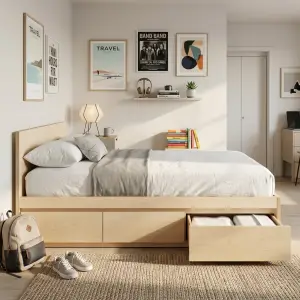Dipan Kayu dengan Laci Penyimpanan Bawah Tempat Tidur [2]