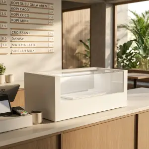 Etalase Display Pastry Kaca Geser Putih [4]