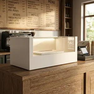 Etalase Display Pastry Kaca Geser Putih [5]