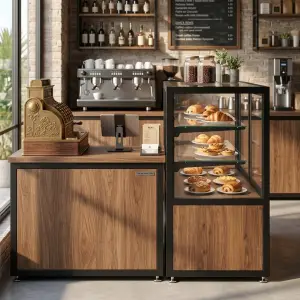 Etalase Display Pastry Rangka Besi Finishing Walnut [2]
