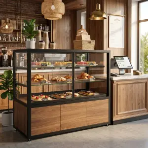 Etalase Display Pastry Rangka Besi Finishing Walnut [6]