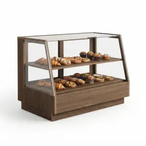 Etalase Kayu 2 Susun Kaca Miring untuk Bakery dan Cafe [2]